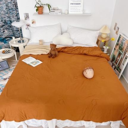 91家纺网 家纺一手货源 找家纺 星期八 2022新款马卡龙针织棉大豆夏被 深咖浅咖