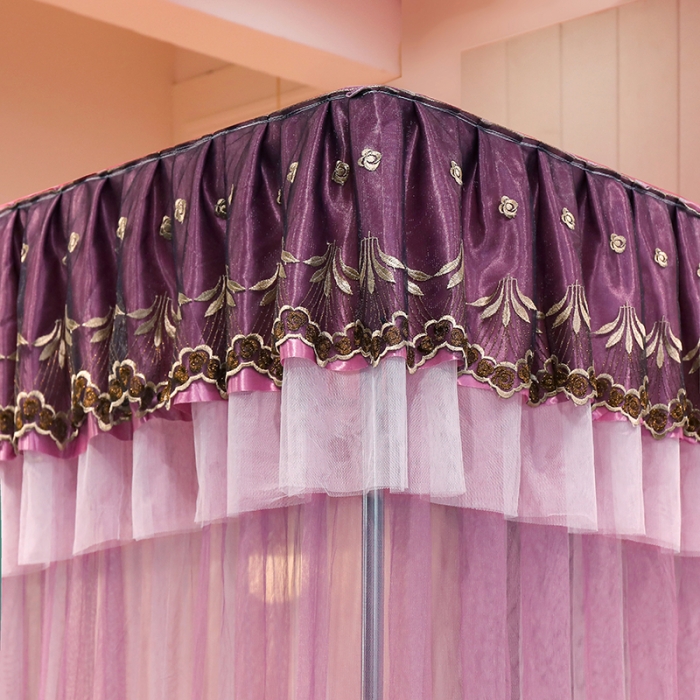 91家纺网 家纺一手货源 找家纺 迪凡保罗蚊帐 2022新款5848双横杆双层纱宫廷蚊帐 豆沙色