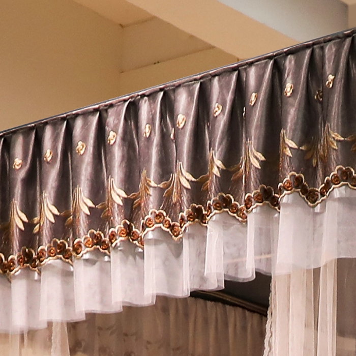 91家纺网 家纺一手货源 找家纺 迪凡保罗蚊帐 2022新款5848双横杆双层纱宫廷蚊帐 蓝灰色