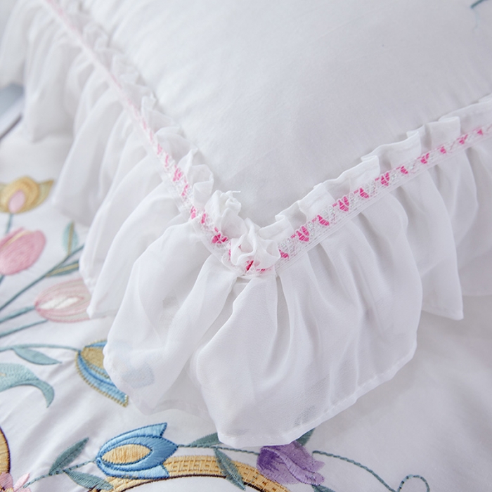 91家纺网 家纺一手货源 找家纺 亲亲公主 新款全棉公主风韩版四件套-温馨时光 白色
