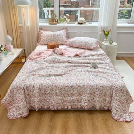 有货 2022新款本棉双层纱棉花夏被夏凉被空调被 粉杏花