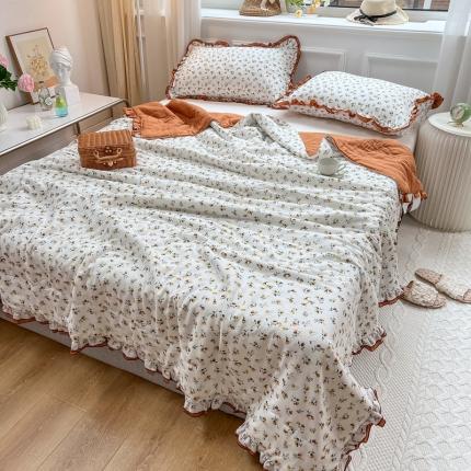 有货 2022新款本棉双层纱棉花夏被夏凉被空调被 花枝子