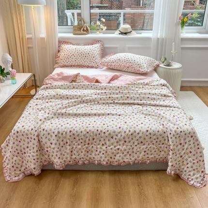 91家纺网 家纺一手货源 找家纺 有货 2022新款本棉双层纱棉花夏被夏凉被空调被 樱洛