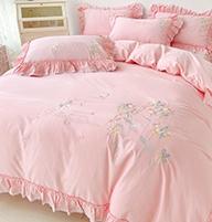 91家纺网 家纺一手货源 找家纺 亲亲公主新款全棉韩版公主风四件套-恋恋花语 粉色