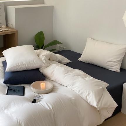 北欧风ins纯棉水洗棉床四件套全棉简约被套床单上三件套床笠