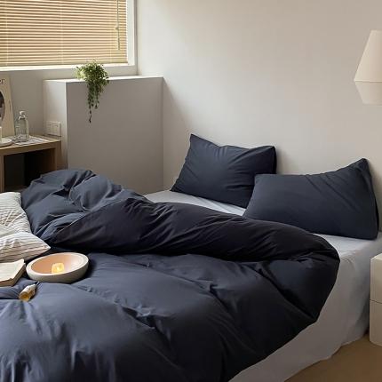 北欧风ins纯棉水洗棉床四件套全棉简约被套床单上三件套床笠