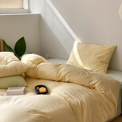 北欧风ins纯棉水洗棉床四件套全棉简约被套床单上三件套床笠