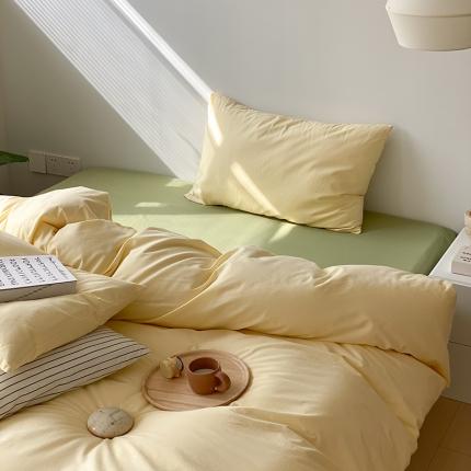 北欧风ins纯棉水洗棉床四件套全棉简约被套床单上三件套床笠
