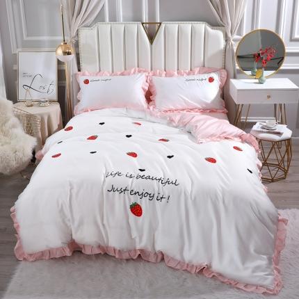 91家纺网 家纺一手货源 找家纺 （总）2024新款韩版60S长绒棉绣花四件套 60支贡缎刺绣