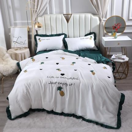 91家纺网 家纺一手货源 找家纺 （总）2024新款韩版60S长绒棉绣花四件套 60支贡缎刺绣