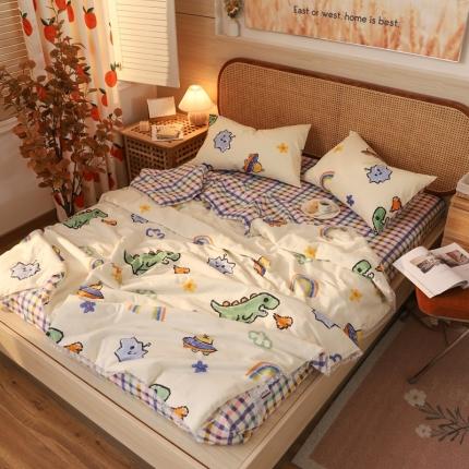 91家纺网 家纺一手货源 找家纺 寐居 2022新款全棉13370夏被四件套 恐龙