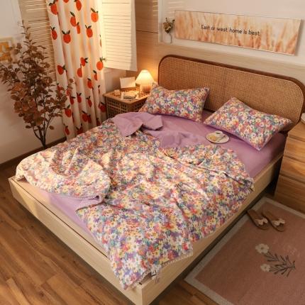 91家纺网 家纺一手货源 找家纺 寐居 2022新款全棉13370夏被四件套 花海-紫