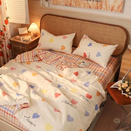 91家纺网 家纺一手货源 找家纺 寐居 2022新款全棉13370夏被四件套 心心相印