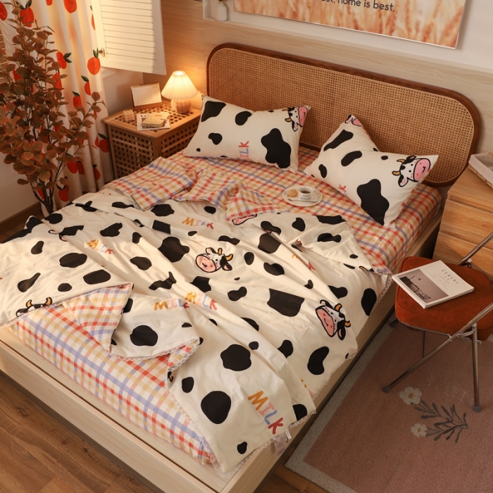 91家纺网 家纺一手货源 找家纺 寐居 2022新款全棉13370夏被四件套 奶牛宝贝
