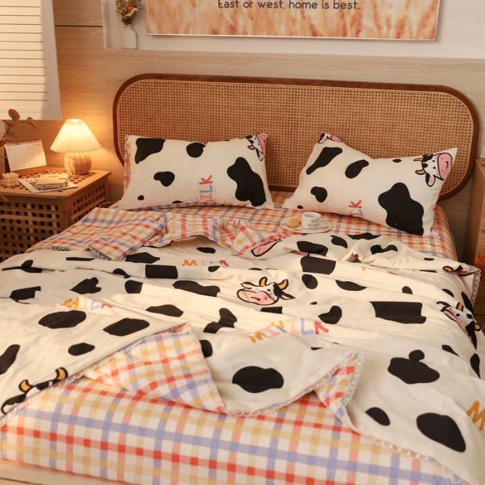 91家纺网 家纺一手货源 找家纺 寐居 2022新款全棉13370夏被四件套 奶牛宝贝