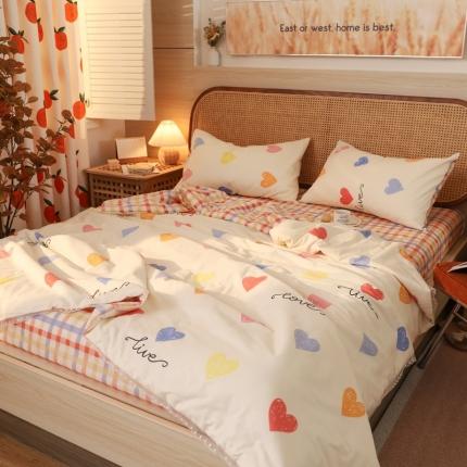 寐居 2022新款全棉13370夏被四件套 心心相印