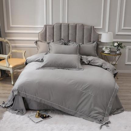 91家纺网 家纺一手货源 找家纺 （总）2024新款 全棉13372蝴蝶结绣花四件套 纯棉刺绣