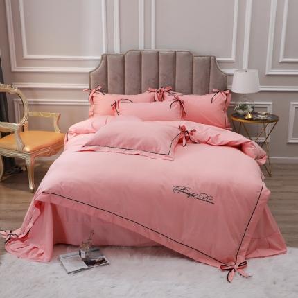 91家纺网 家纺一手货源 找家纺 （总）2024新款 全棉13372蝴蝶结绣花四件套 纯棉刺绣