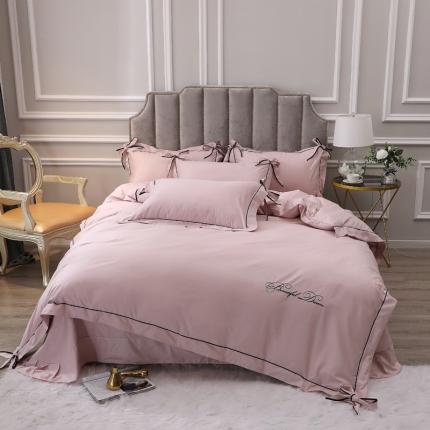 91家纺网 家纺一手货源 找家纺 （总）2024新款 全棉13372蝴蝶结绣花四件套 纯棉刺绣