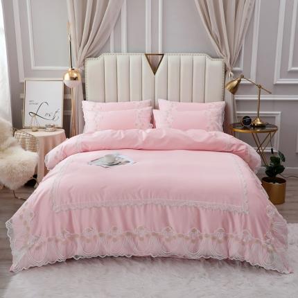 91家纺网 家纺一手货源 找家纺 （总）2024蕾丝款全棉60长绒棉四件套 纯棉60S贡缎韩版