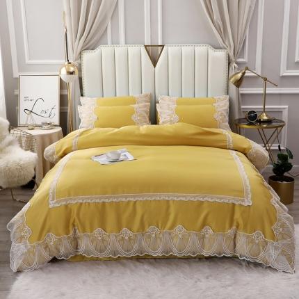 91家纺网 家纺一手货源 找家纺 （总）2024蕾丝款全棉60长绒棉四件套 纯棉60S贡缎韩版