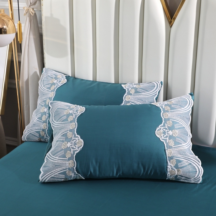 91家纺网 家纺一手货源 找家纺 2022晶缦全棉60长绒棉蕾丝四件套 艾丽莎-宝石蓝