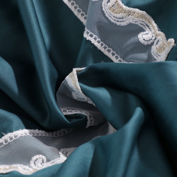 91家纺网 家纺一手货源 找家纺 2022晶缦全棉60长绒棉蕾丝四件套 艾丽莎-宝石蓝