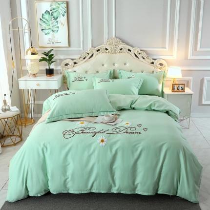 91家纺网 家纺一手货源 找家纺 （总）2024新款全棉13372雏菊毛巾绣绣花四件套纯棉刺绣