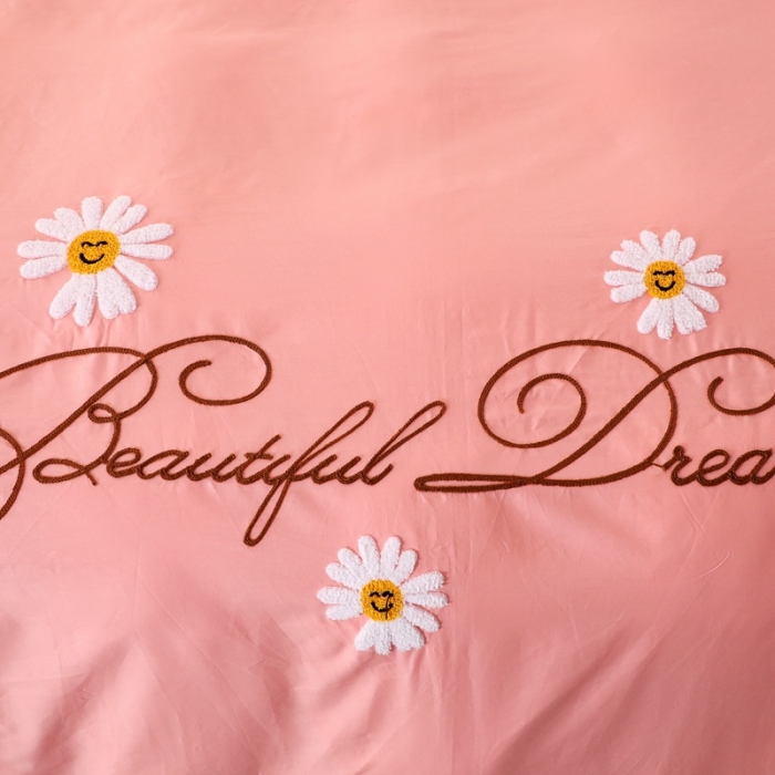 91家纺网 家纺一手货源 找家纺 2022晶缦雏菊全棉13372毛巾绣四件套 美梦雏菊-玉色