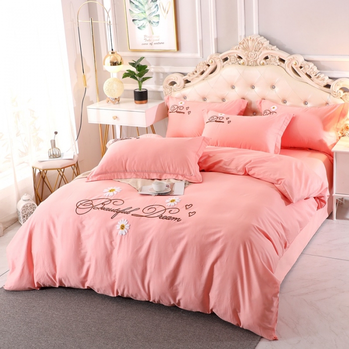 91家纺网 家纺一手货源 找家纺 2022晶缦雏菊全棉13372毛巾绣四件套 美梦雏菊-玉色