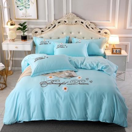 2022晶缦雏菊全棉13372毛巾绣四件套 美梦雏菊-天蓝