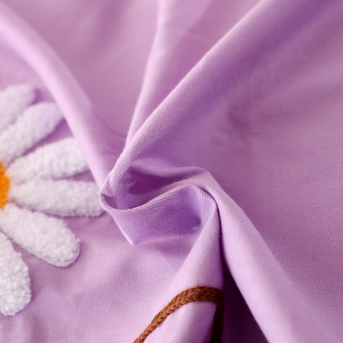 91家纺网 家纺一手货源 找家纺 2022晶缦雏菊全棉13372毛巾绣四件套 美梦雏菊-浅紫