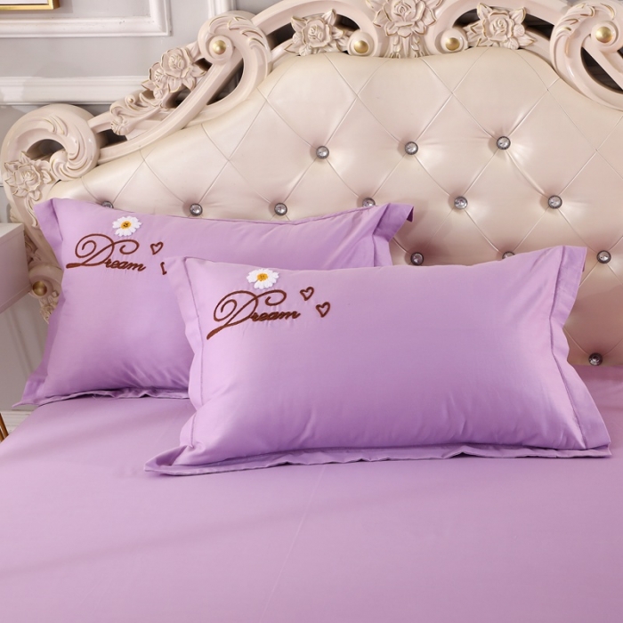 91家纺网 家纺一手货源 找家纺 2022晶缦雏菊全棉13372毛巾绣四件套 美梦雏菊-浅紫