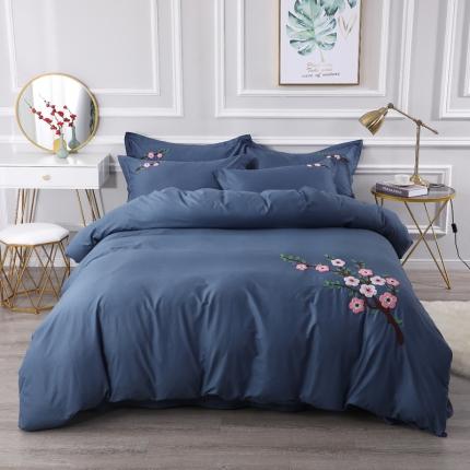 91家纺网 家纺一手货源 找家纺 （总）2024新款全棉13372纯色毛巾绣绣花四件套纯棉刺绣