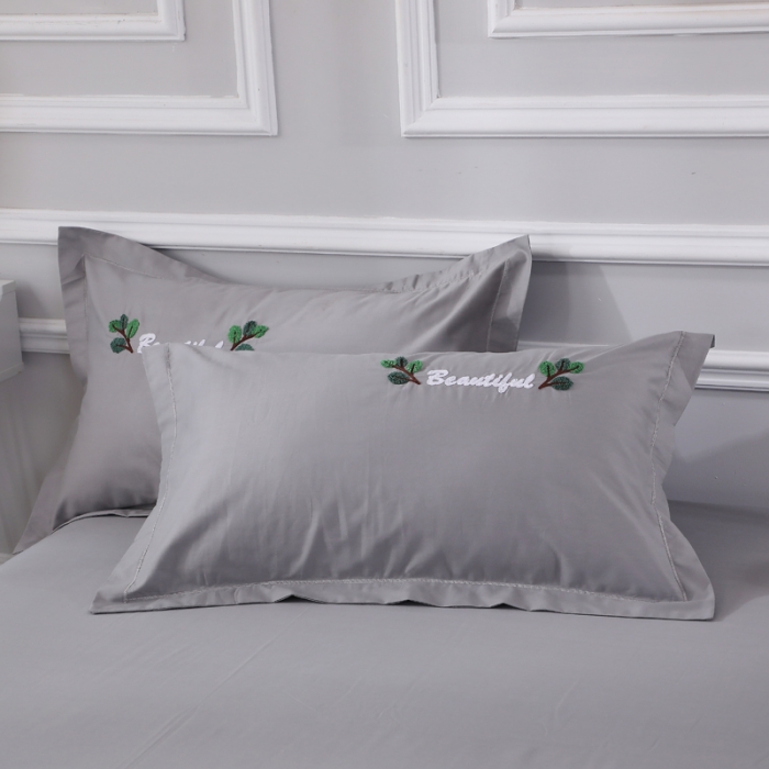 91家纺网 家纺一手货源 找家纺 2022晶缦全棉13372纯色毛巾绣绣花四件套 爱之蔓灰色