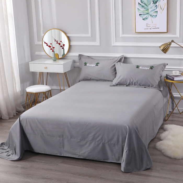 91家纺网 家纺一手货源 找家纺 2022晶缦全棉13372纯色毛巾绣绣花四件套 爱之蔓灰色