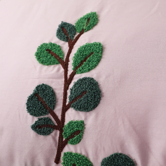 91家纺网 家纺一手货源 找家纺 2022晶缦全棉13372纯色毛巾绣绣花四件套 爱之蔓裸粉