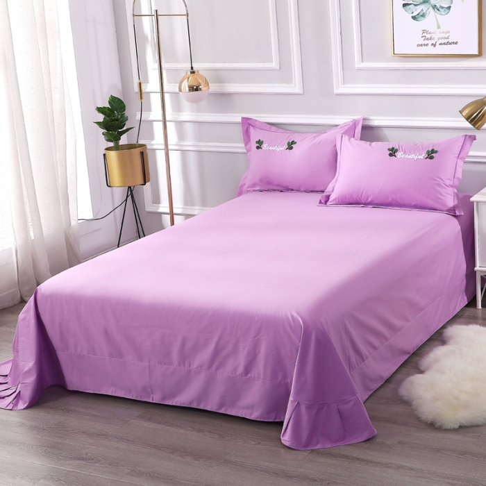 91家纺网 家纺一手货源 找家纺 2022晶缦全棉13372纯色毛巾绣绣花四件套 爱之蔓紫色