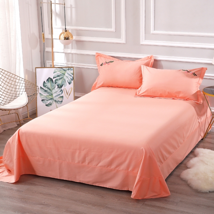 91家纺网 家纺一手货源 找家纺 2022晶缦全棉13372纯色毛巾绣绣花四件套 桃花朵朵玉色