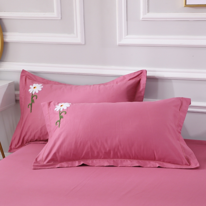 91家纺网 家纺一手货源 找家纺 2022晶缦全棉13372纯色毛巾绣绣花四件套 夏花绽放豆沙