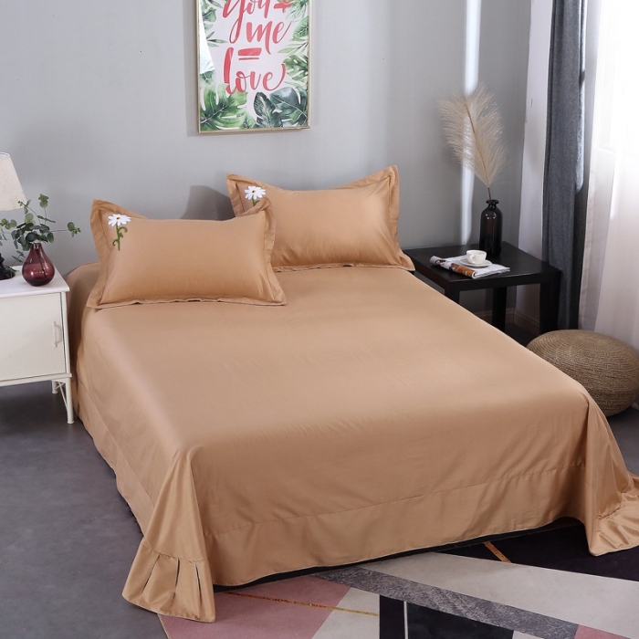 91家纺网 家纺一手货源 找家纺 2022晶缦全棉13372纯色毛巾绣绣花四件套 夏花绽放浅咖