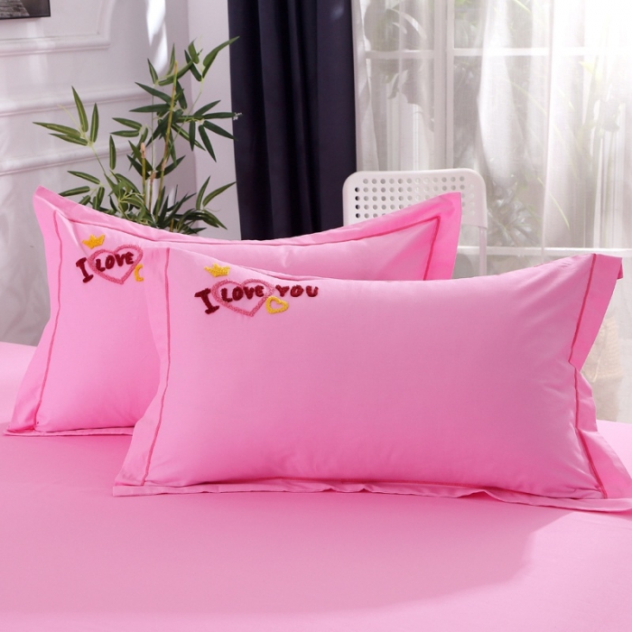 91家纺网 家纺一手货源 找家纺 2022晶缦全棉13372纯色毛巾绣绣花四件套 幸福烈鸟粉