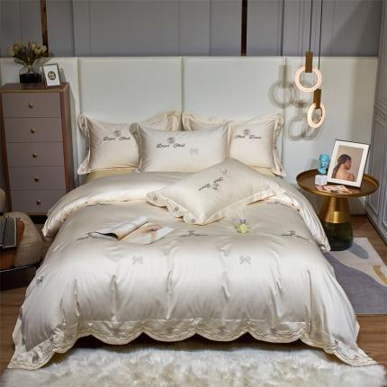 91家纺网 家纺一手货源 找家纺 星尚 2022新款长绒棉四件套-小香儿 米黄