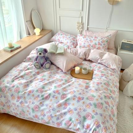 91家纺网 家纺一手货源 找家纺 麦朵全棉13372四件套长绒棉四件套小清新四件套 粉黛佳人