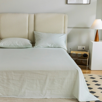 91家纺网 家纺一手货源 找家纺 全棉色织水洗棉床单单件纯棉单人宿舍加厚无印风直播日式单品