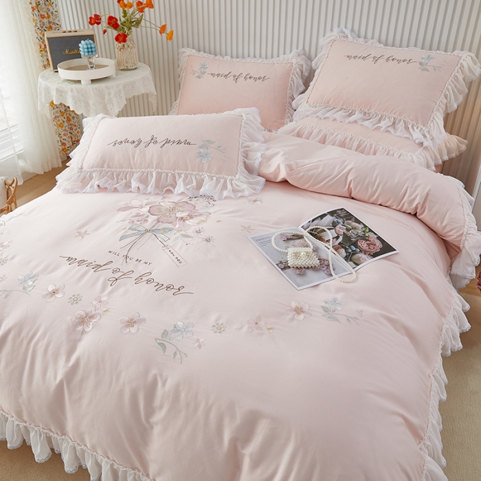 91家纺网 家纺一手货源 找家纺 （总）亲亲公主新款全棉韩版公主风四件套-美丽邂逅