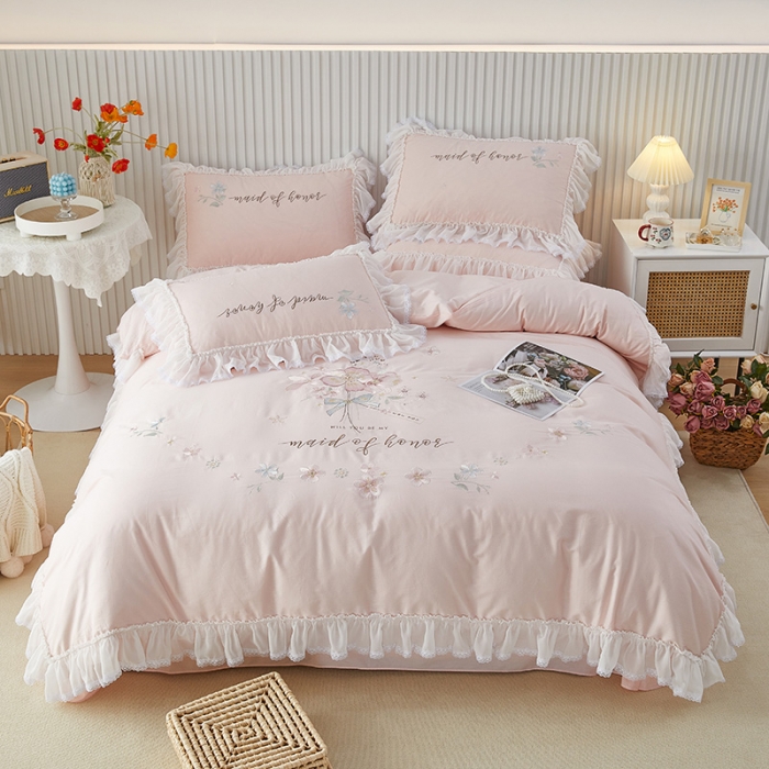 91家纺网 家纺一手货源 找家纺 （总）亲亲公主新款全棉韩版公主风四件套-美丽邂逅