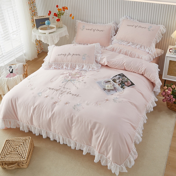 91家纺网 家纺一手货源 找家纺 （总）亲亲公主新款全棉韩版公主风四件套-美丽邂逅