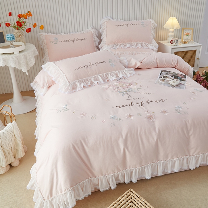 91家纺网 家纺一手货源 找家纺 （总）亲亲公主新款全棉韩版公主风四件套-美丽邂逅