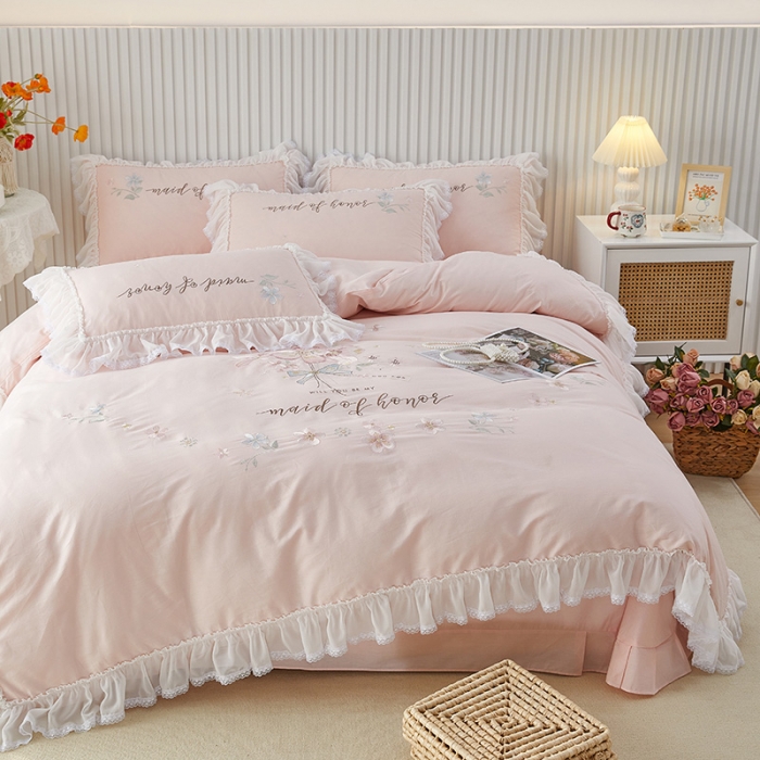 91家纺网 家纺一手货源 找家纺 （总）亲亲公主新款全棉韩版公主风四件套-美丽邂逅